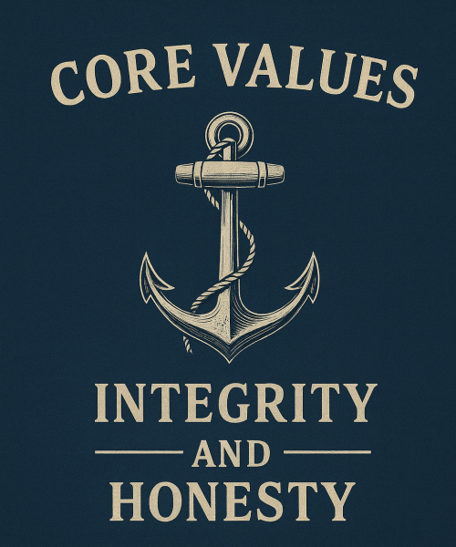 Integrity and Honesty – Core Values of Biblical Manhood | Just Hold Fast Integrity and Honesty Core Values of Biblical Manhood header image with anchor design on navy background